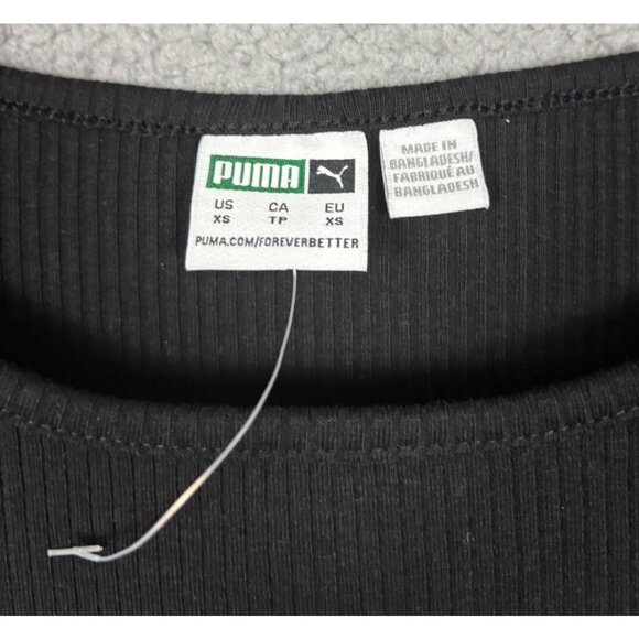 Puma Women's Classic Fit Ribbed Crop Top String Tie Bottom Hem XS Black NWOT's - Picture 6 of 8